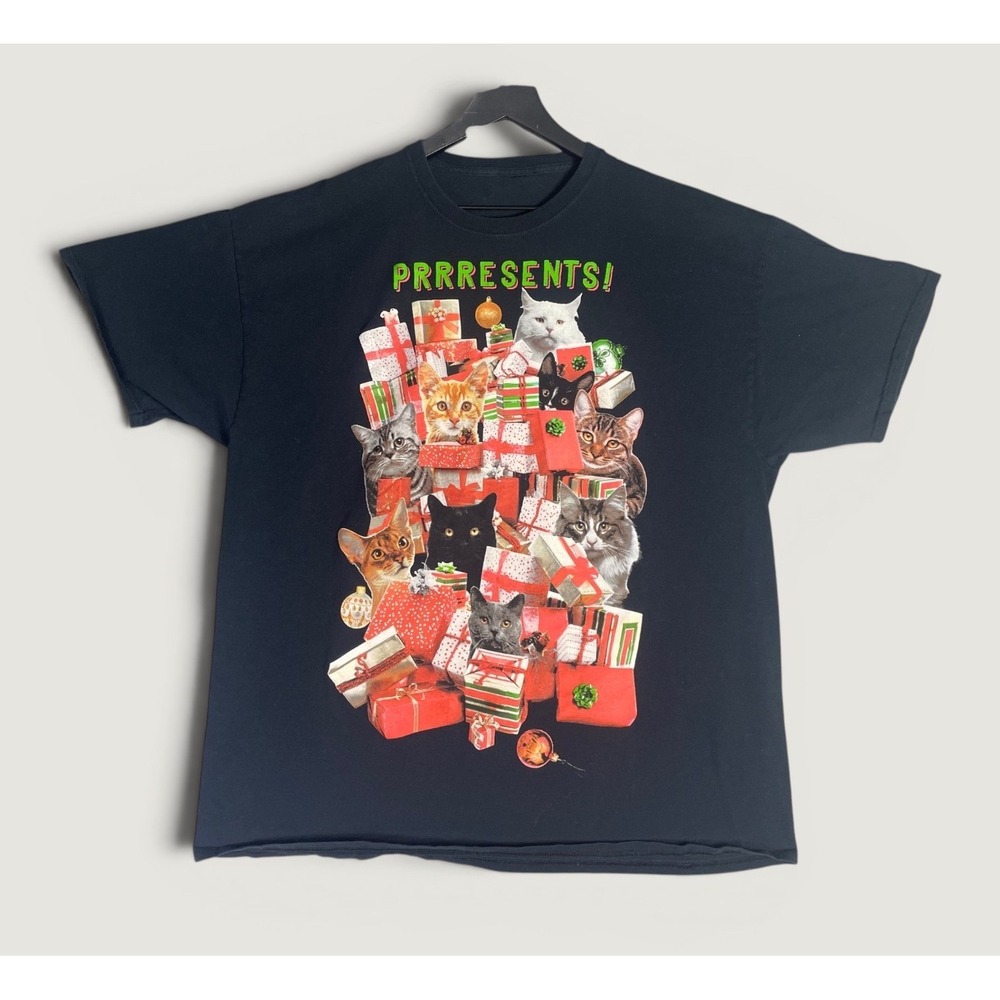 Christmas Presents Shirt Mens 2XL Black Holiday Gift Collage Graphic Tee